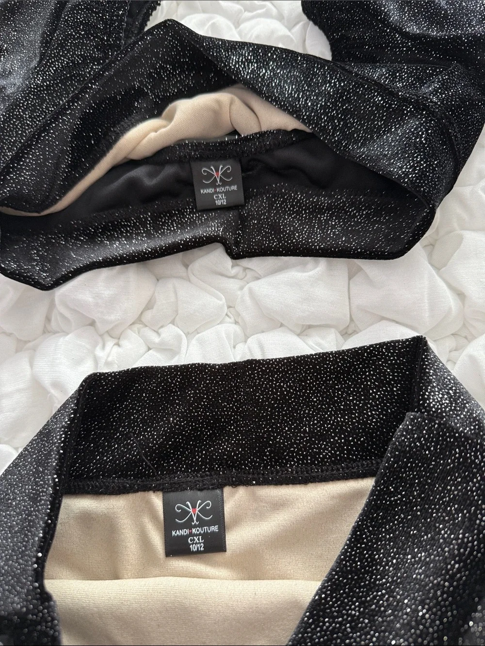 Kandi Kouture Black Velvet Sparkle Kids Top & High-Waist Brief Set